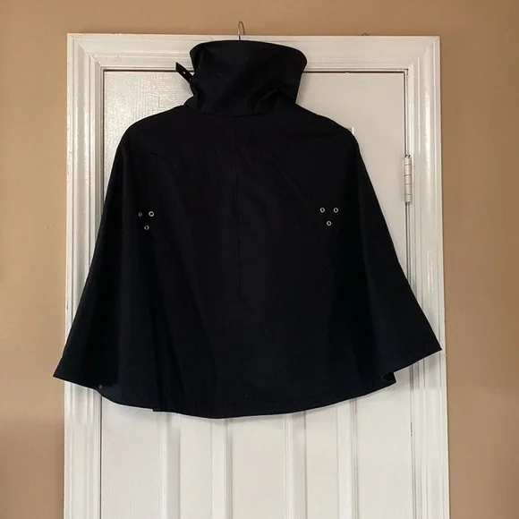 VTG 90’s Authentic BURBERRY London Black Cape Jacket Poncho Funnel Neck - Picture 5 of 15